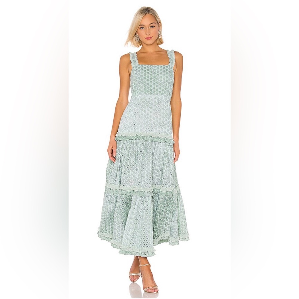 Alexis Sage Green 'Milada' Ruffled Broderie Anglaise Maxi Dress, Size Small View 4